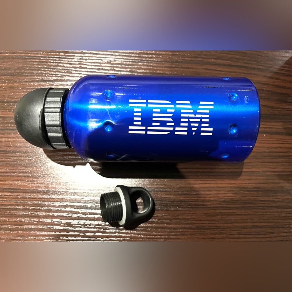 Royal Blue IBM Water Bottle 500 ml Metal Water Flask With Two Lids portable Tech